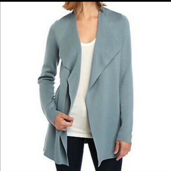 EILEEN FISHER OPEN FRONT SHAPED JACKET XS BLUESTEEL $328